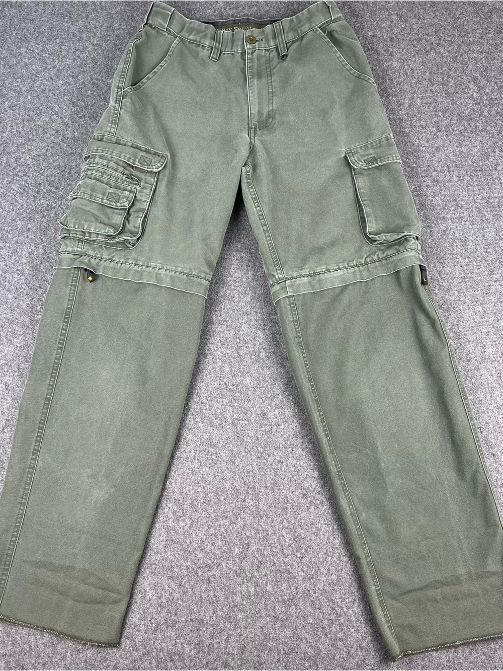 Boy Scouts of America Convertible Uniform Canvas Pants Youth 12 Green Unhemmed